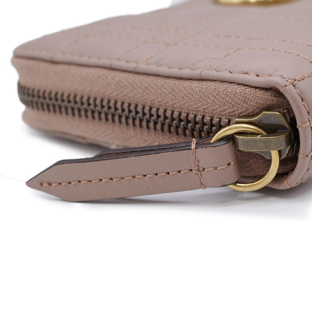 Gucci Round Zipper Long Wallet GG Marmont Pink Beige - Picture 7 of 8